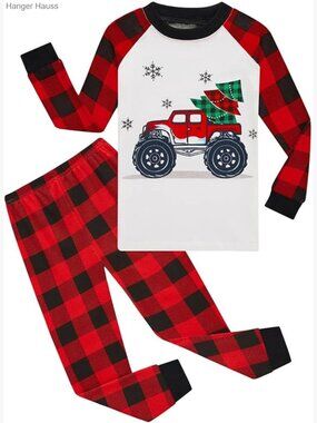 Kids Christmas Pajama Set Long Sleeve Cotton Sleepwear 2-Piece Snug Fit